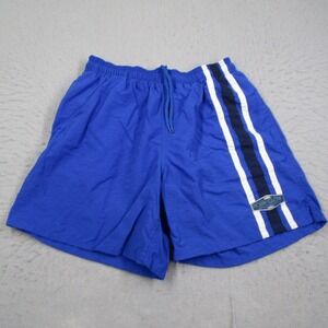 Body Glove Mens Swim Trunks Blue Striped Elastic Waist Mesh Liner Medium Vintage